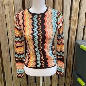 Missoni Multi-Color Chevron Stripe Crew Sweater XL